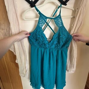 Soma Teal Lace Lingerie with Crisscross Back